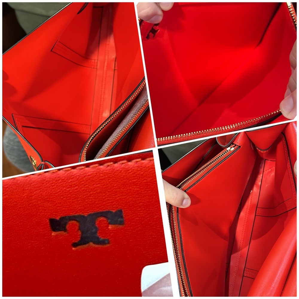 TORY BURCH Block T Leather Top Handle Crossbody Bag in Red, EUC - Picture 9 of 16